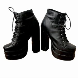 Jeffrey Campbell Ballistic Black Leather Platform Heels